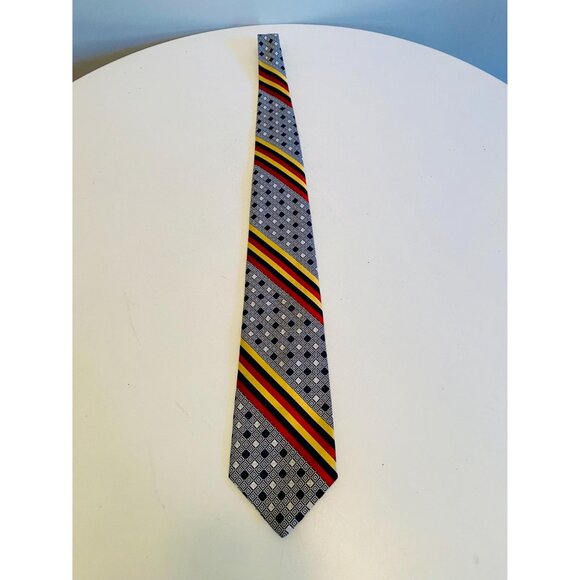 Vintage Tergal Necktie 1970s Geometric Design Tie Costume Design Menswear - Picture 2 of 10